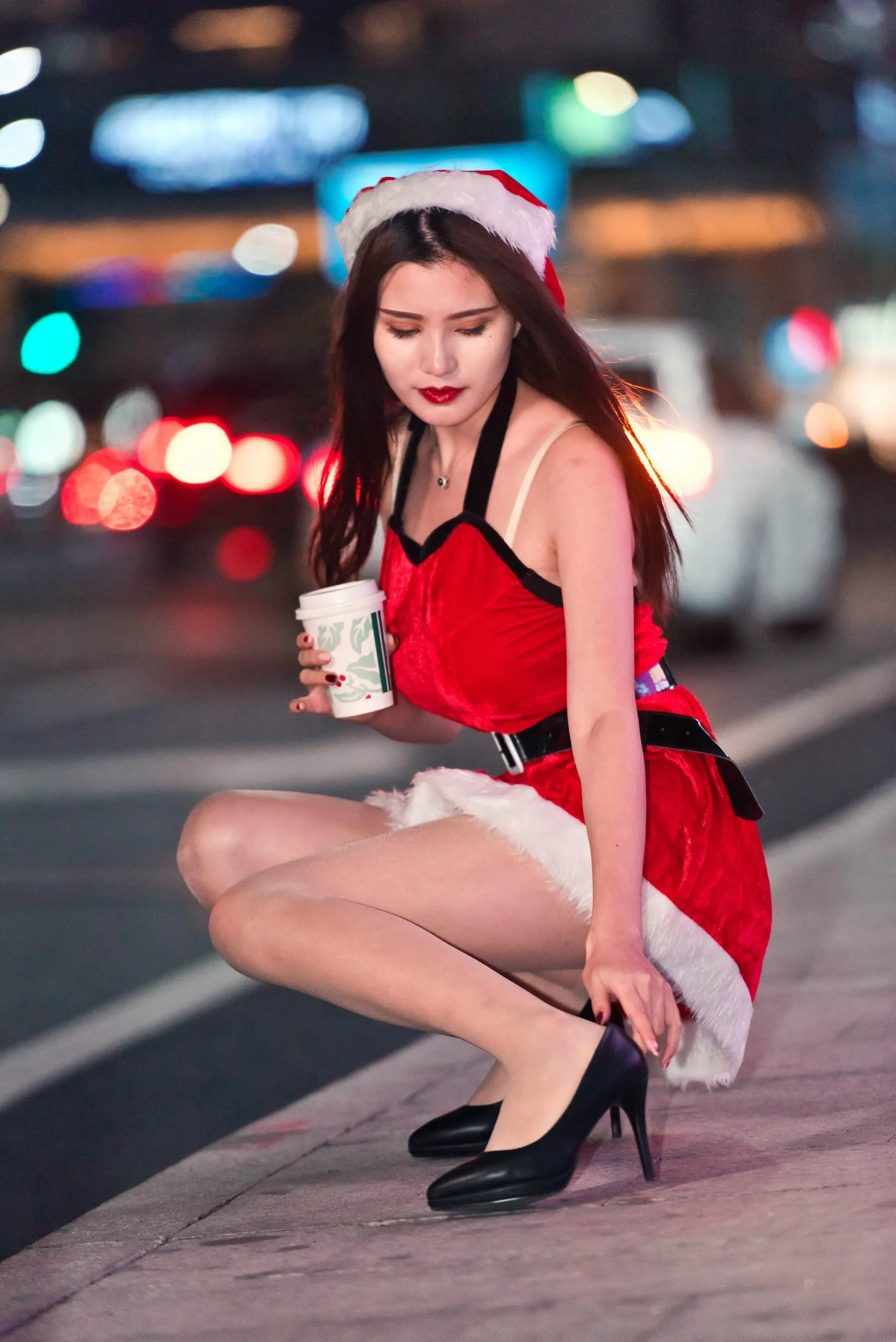 [魔镜街拍] NO.124 寒风中的极品肉丝圣诞美人婷婷 [224P]插图4